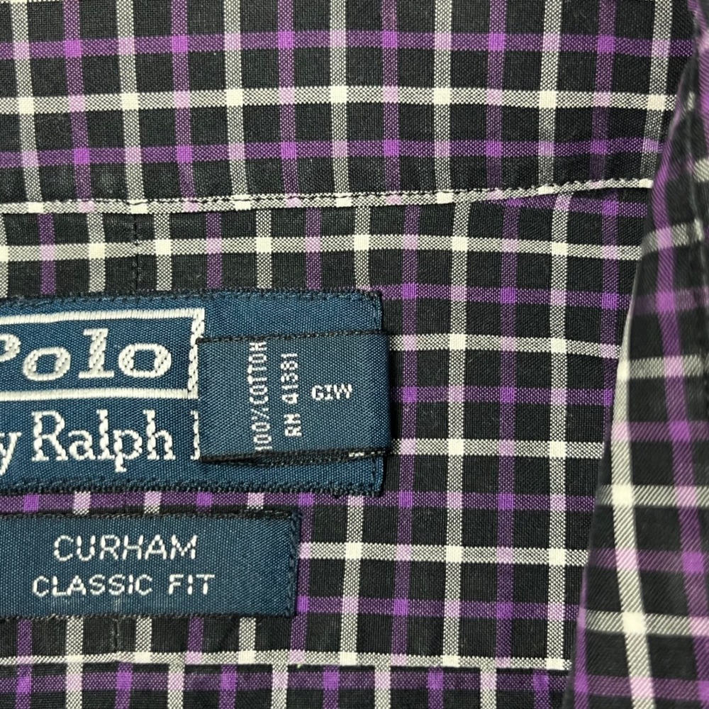 Polo Ralph Lauren EUC Button Down Men's XL Purple Plaid Classic Fit Cotton - Picture 6 of 9